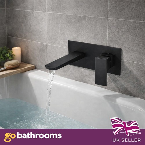 Wall mounted black bath tap - mounted,