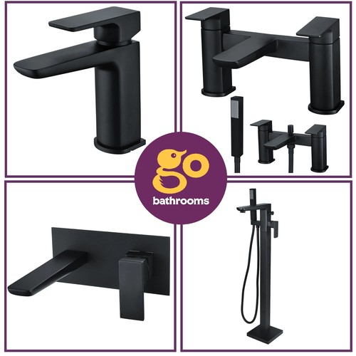Black square bathroom sink - bathroom, tap