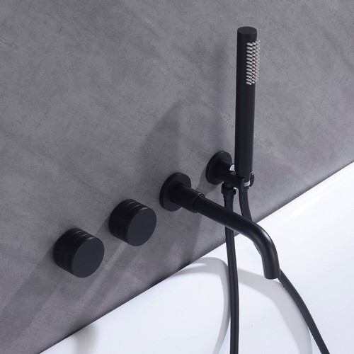 Wall mounted black bath taps - wall,