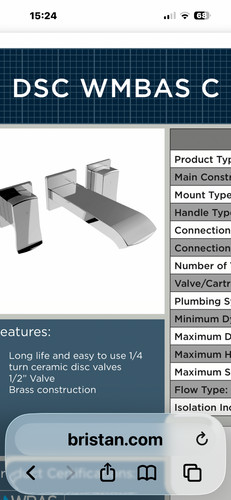 Bristan wall mounted basin tap - bristan,